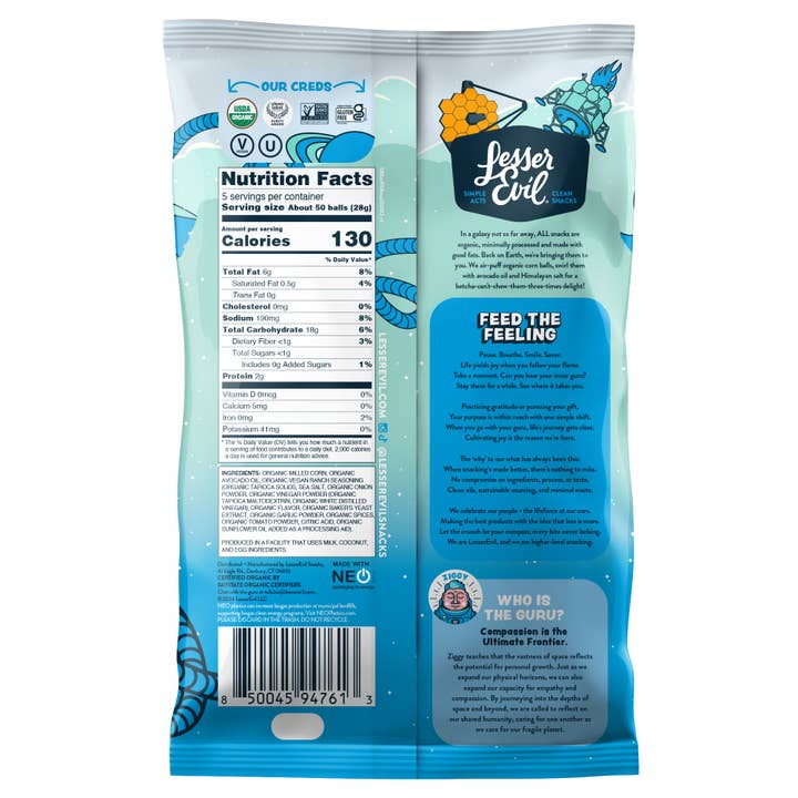 LesserEvil - Wholesale Puffed snack - Space Balls, Ranch Rocket Ship 5oz1