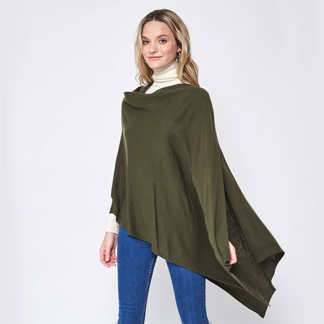 Fashion City – Engroshandel Poncho - Dame – Mørk Tone Solid Diamond Shape Tørklæde Poncho5