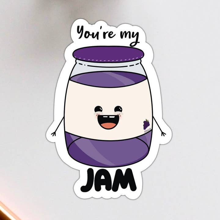 You're My Jam Jelly Funny Food Pun Vinyl Sticker voor wholesale door Stick With It Sticker Co