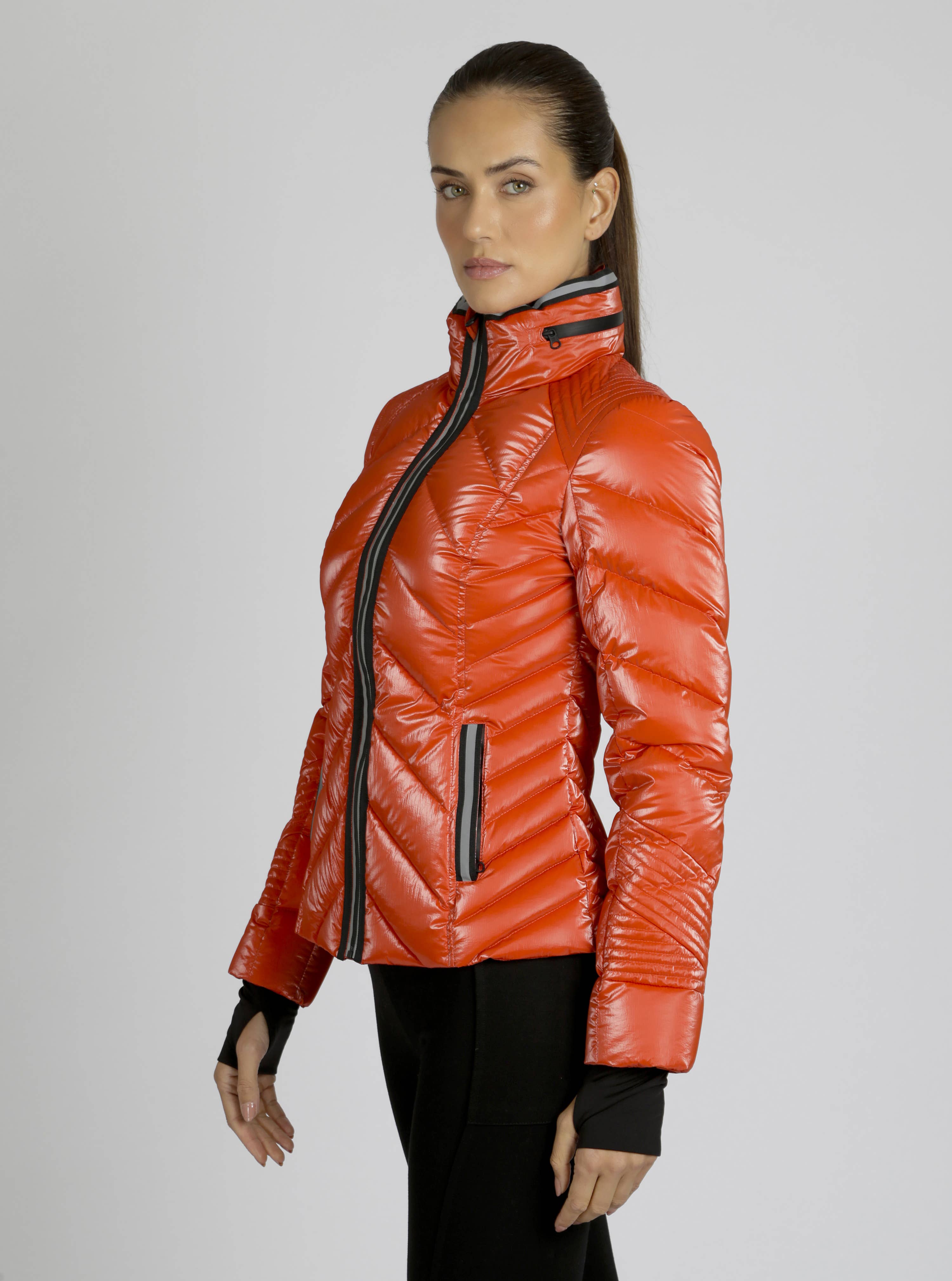 Blanc Noir - Vente Doudoune – femme - Doudoune Super Hero avec bordure réfléchissante - LL2