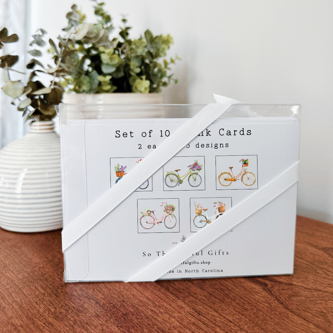 So Thoughtful Gifts - Wholesale Stationery/Notecard Set - Bikes Notecard Set of 10 - Blank Inside6