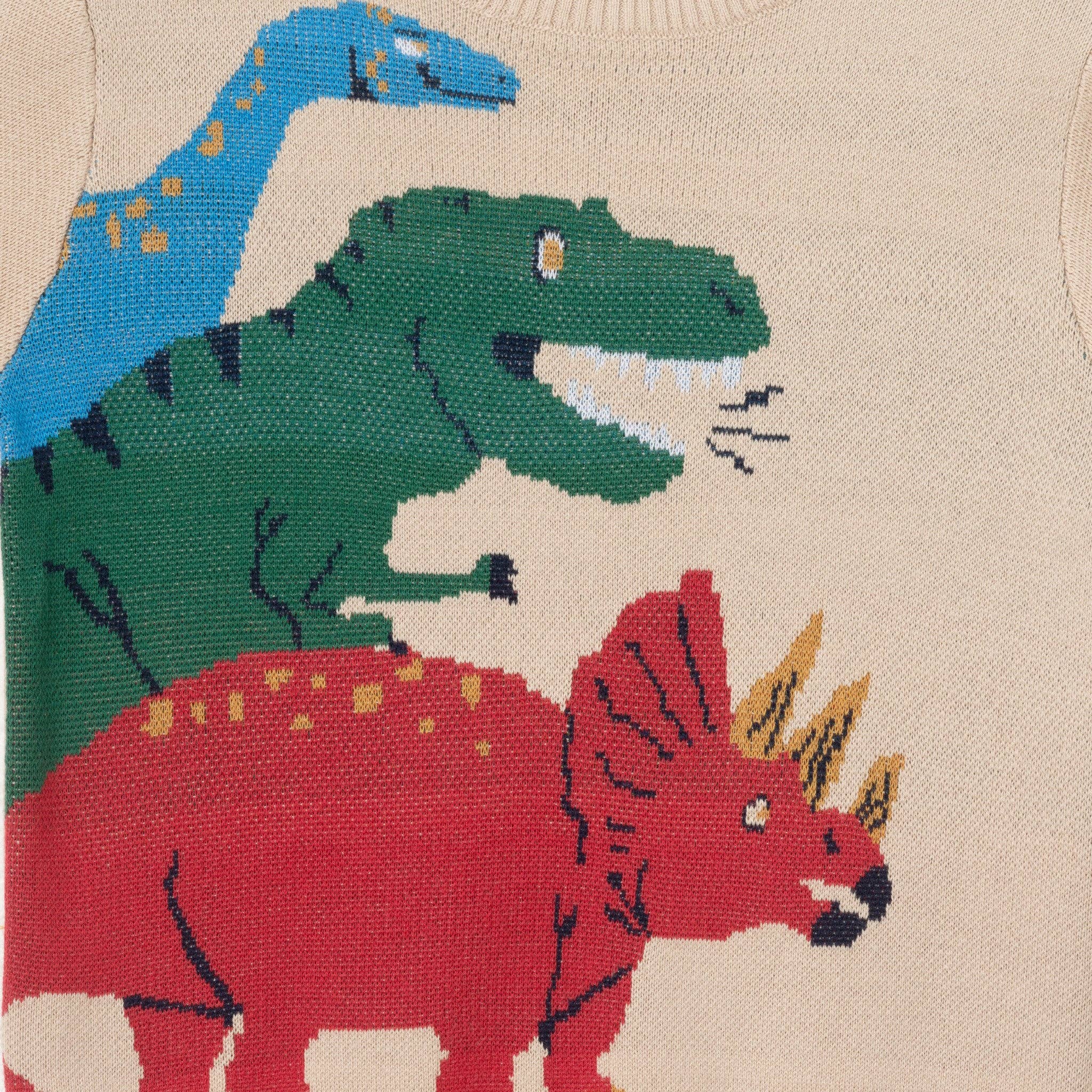 Beige Kids Graphic Sweater | Triple Dino for wholesale on Faire5