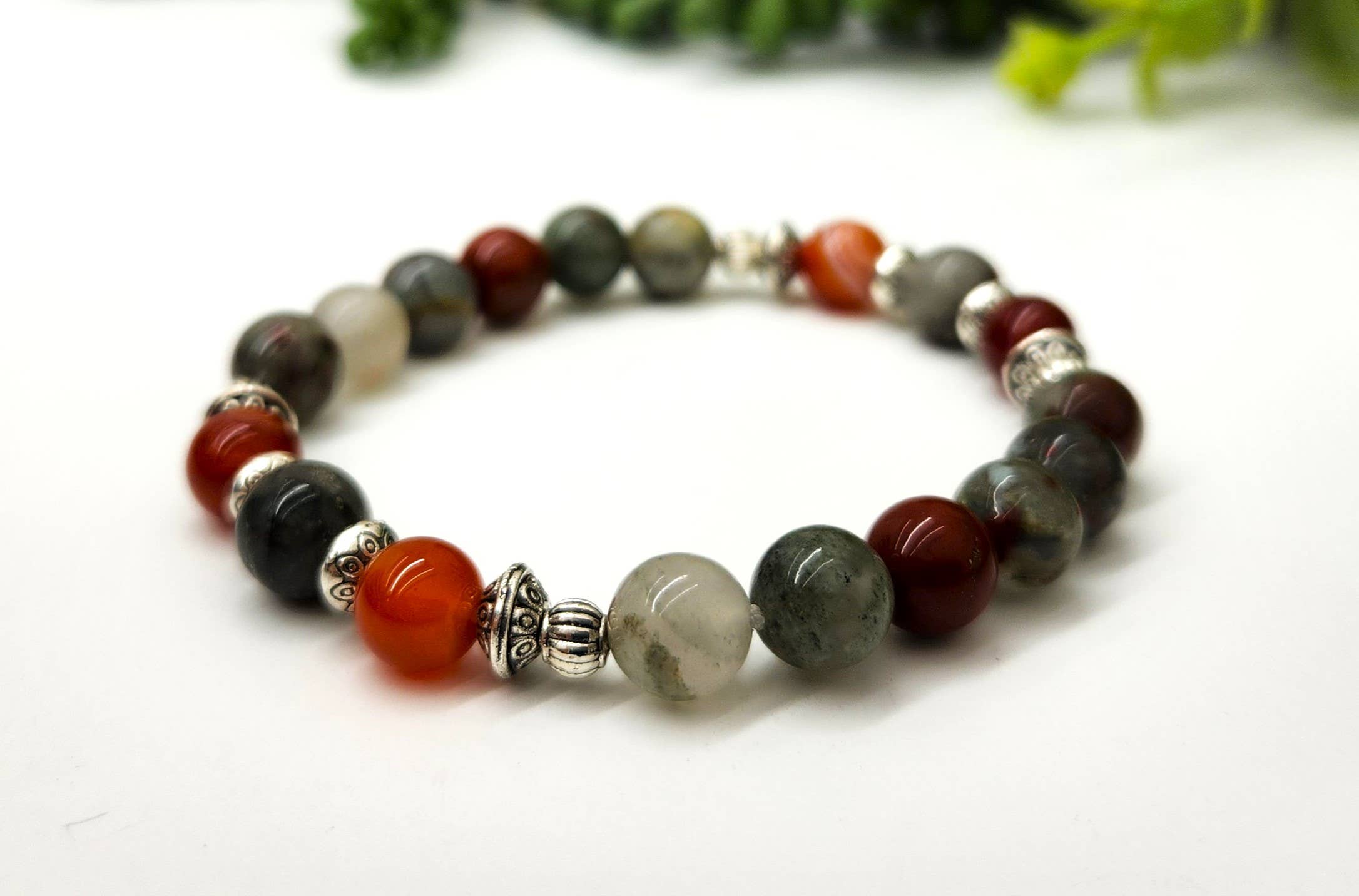 Meraki Gemstones - Vendita all'ingrosso Bracciale con perline - SALUTE/BENESSERE - Bracciale in Eliotropio/Carnelian a Fasce 8mm5