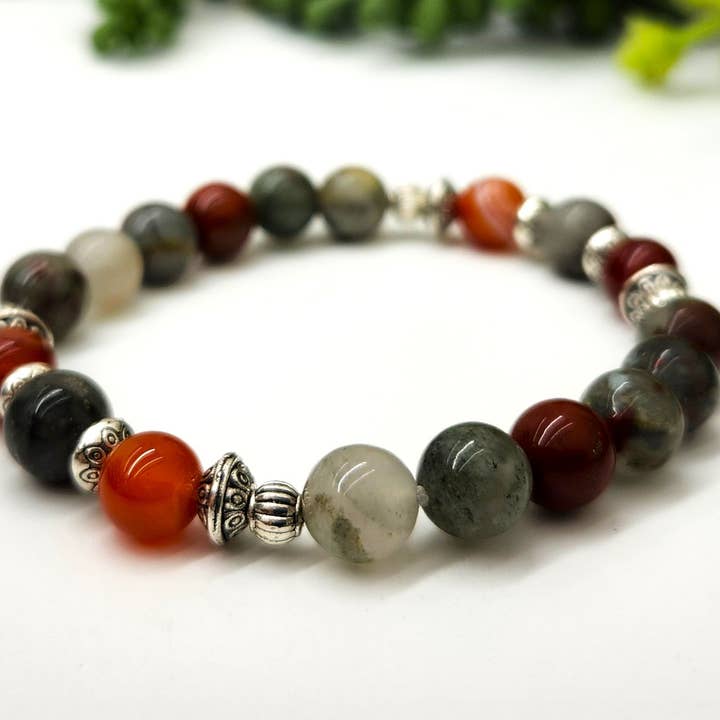 Meraki Gemstones - Vendita all'ingrosso Bracciale con perline - SALUTE/BENESSERE - Bracciale in Eliotropio/Carnelian a Fasce 8mm5
