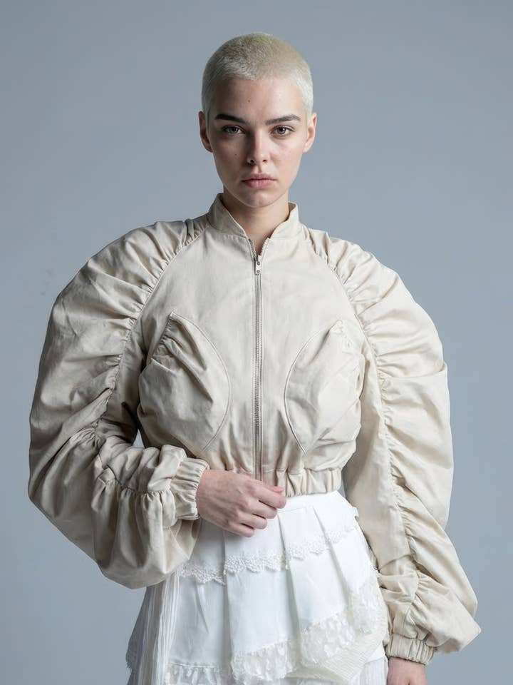 Bomber Jacket with Structured Cropped Design for wholesale by ANAKON