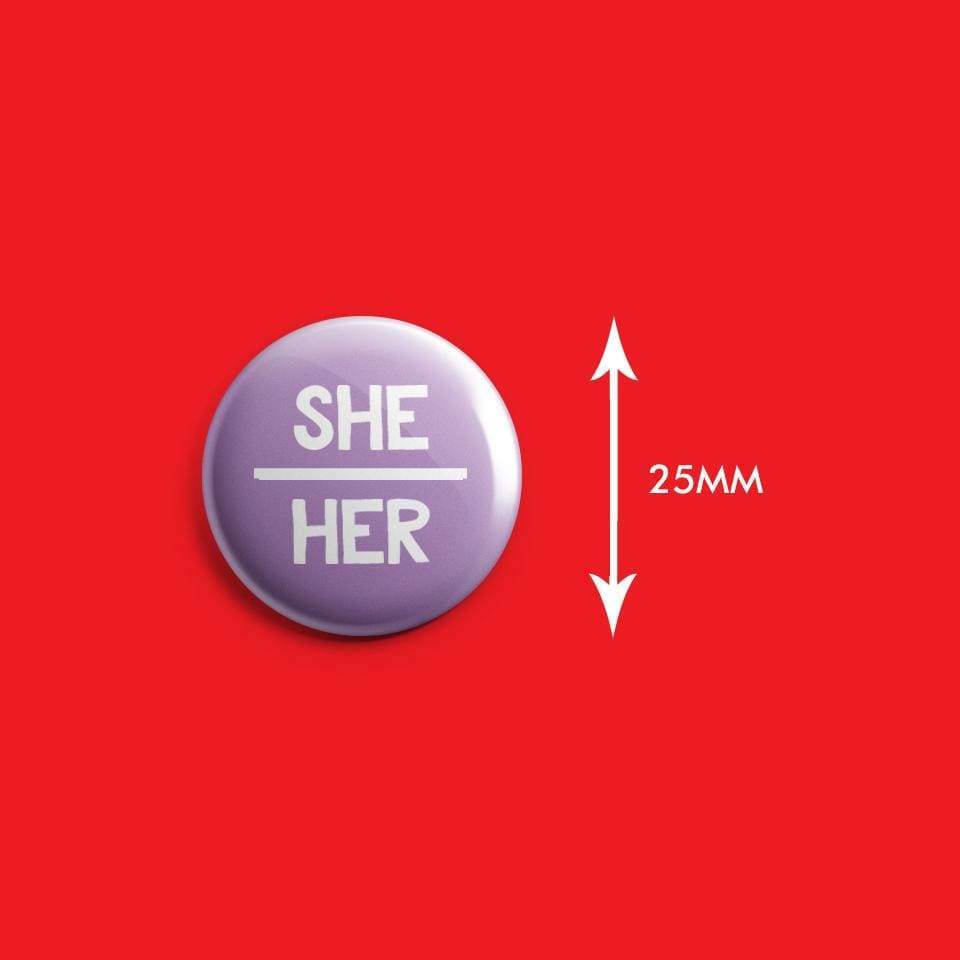Rainbow & Co – wholesale Lapel pin/button – She Her Pronoun Badge1