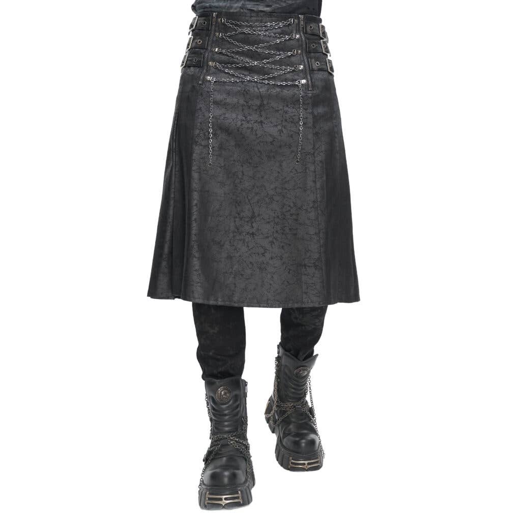 Black SKT186 - PU pleather kilt with chains for wholesale on Faire0