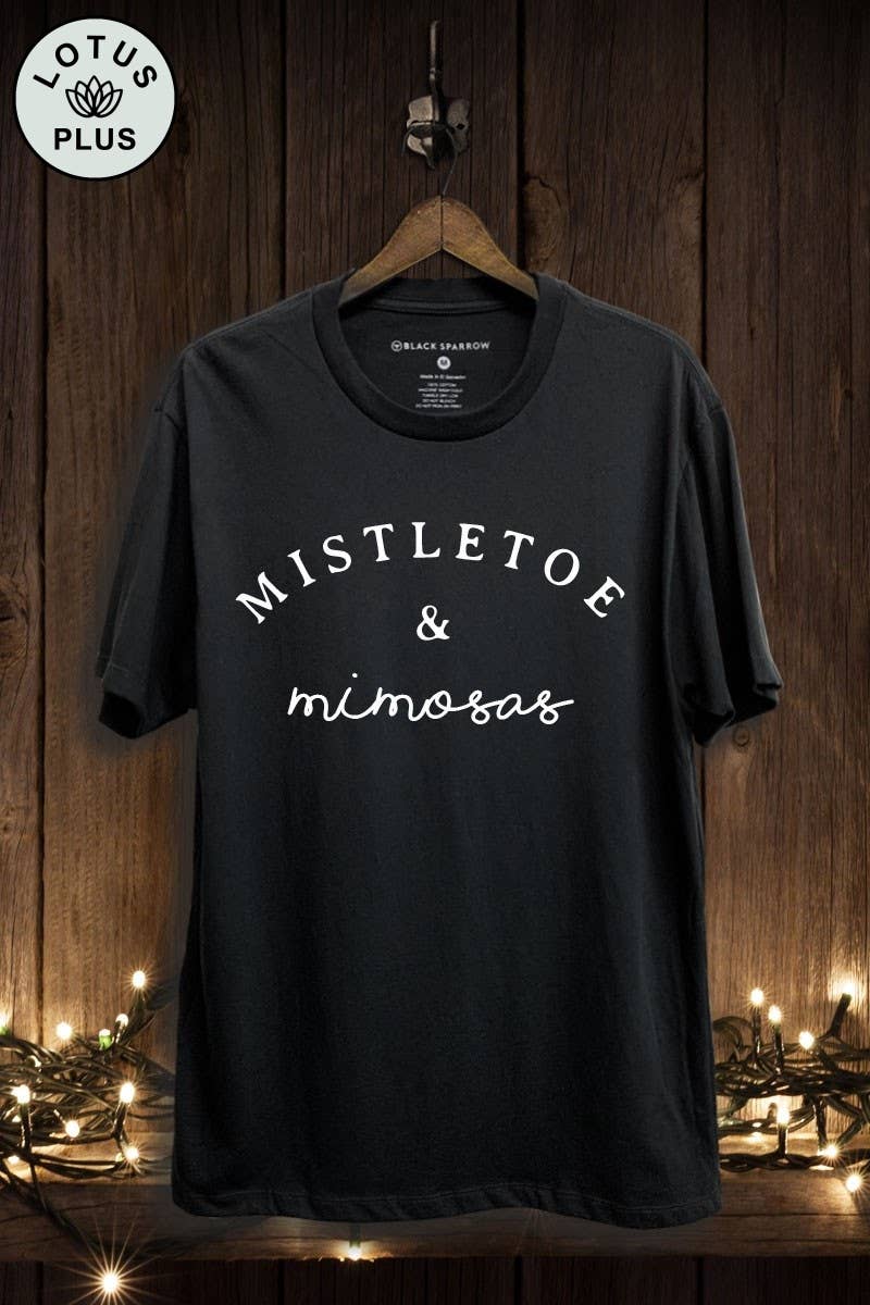 Lotus Fashion Collection - Wholesale Screen Printed T-Shirt - Women's - Mistletoe and Mimosas Graphic Top0