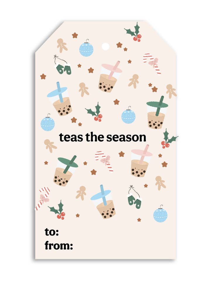 Étiquettes cadeaux Teas the Season pour les fêtes pour la vente par peach & paperie
