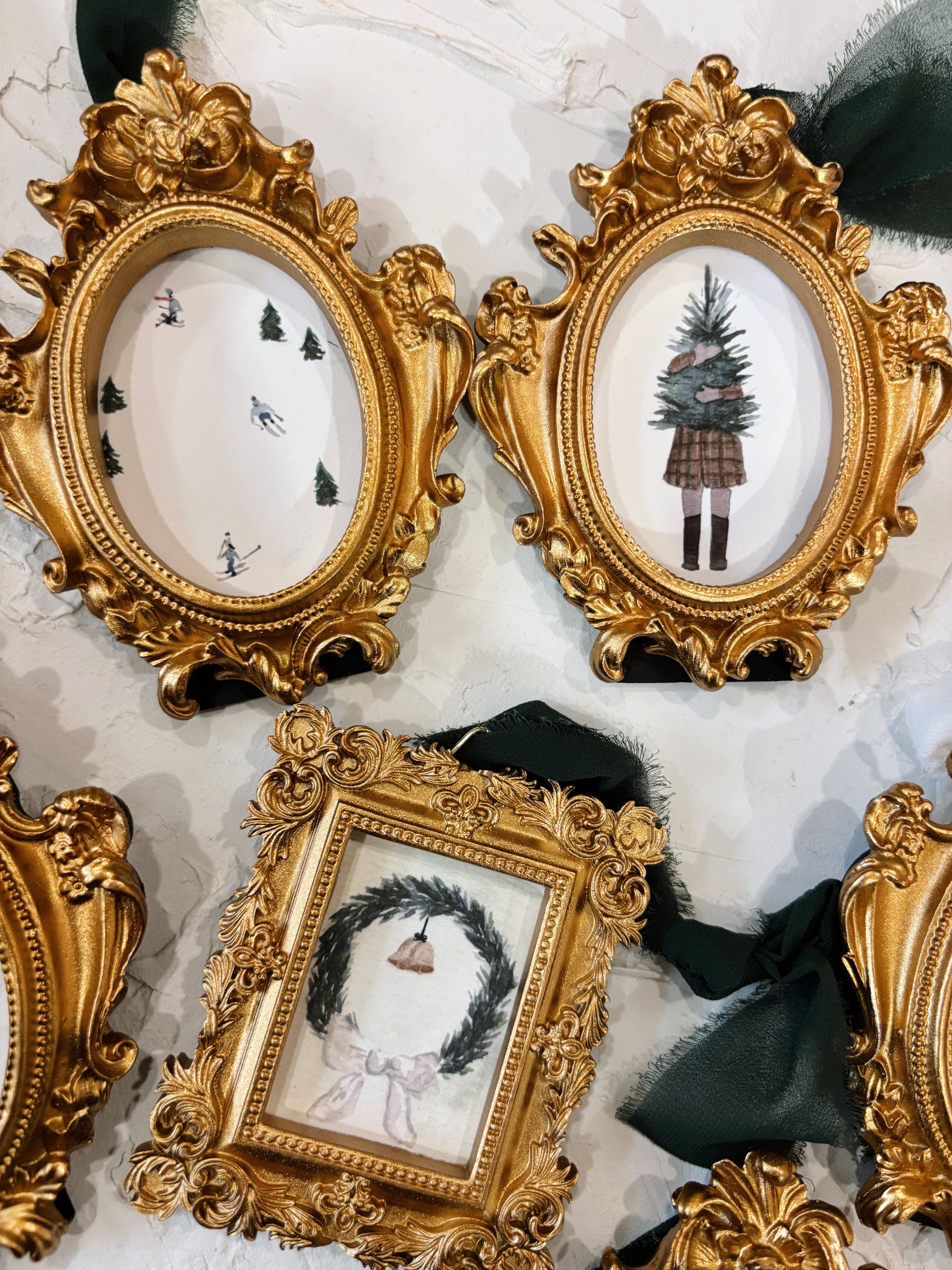 Tessa Jane Media - Wholesale Ornament - Vintage Style Christmas Ornaments (gold framed)3