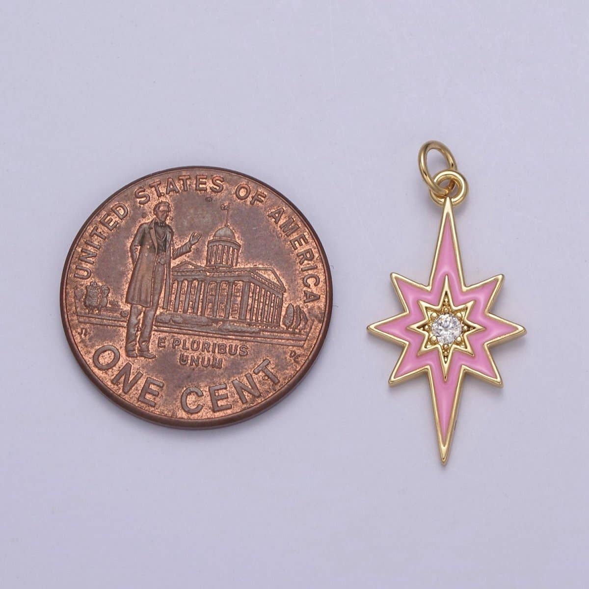 Aim Eternal - Vente Breloques/médailles personnalisées - Pendentif Étoile Émaillée Colorée 8 Pointes Étoile Éclatante Étoile du Nord - Pendentif Charm Céleste Doré N-729 - N-7357