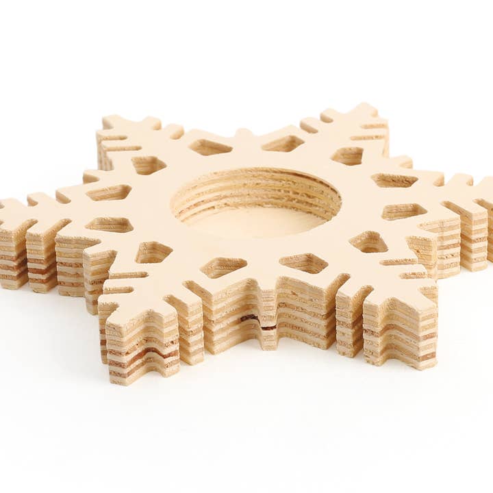 Graine Créative - Wholesale Rubber/Decorative Stamp - WOODEN FROST FLAKE CANDLE HOLDER 150x150x18mm