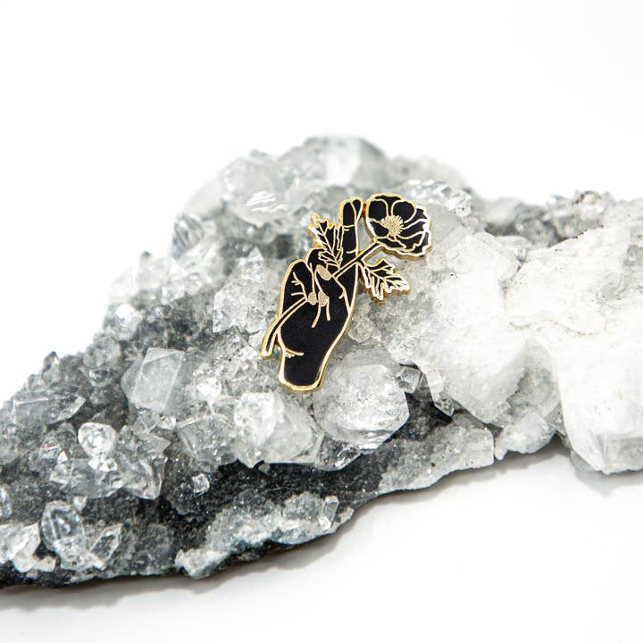 Mineral and Matter - Wholesale Lapel Pin/Button - Enamel Pin Floral Hand 1