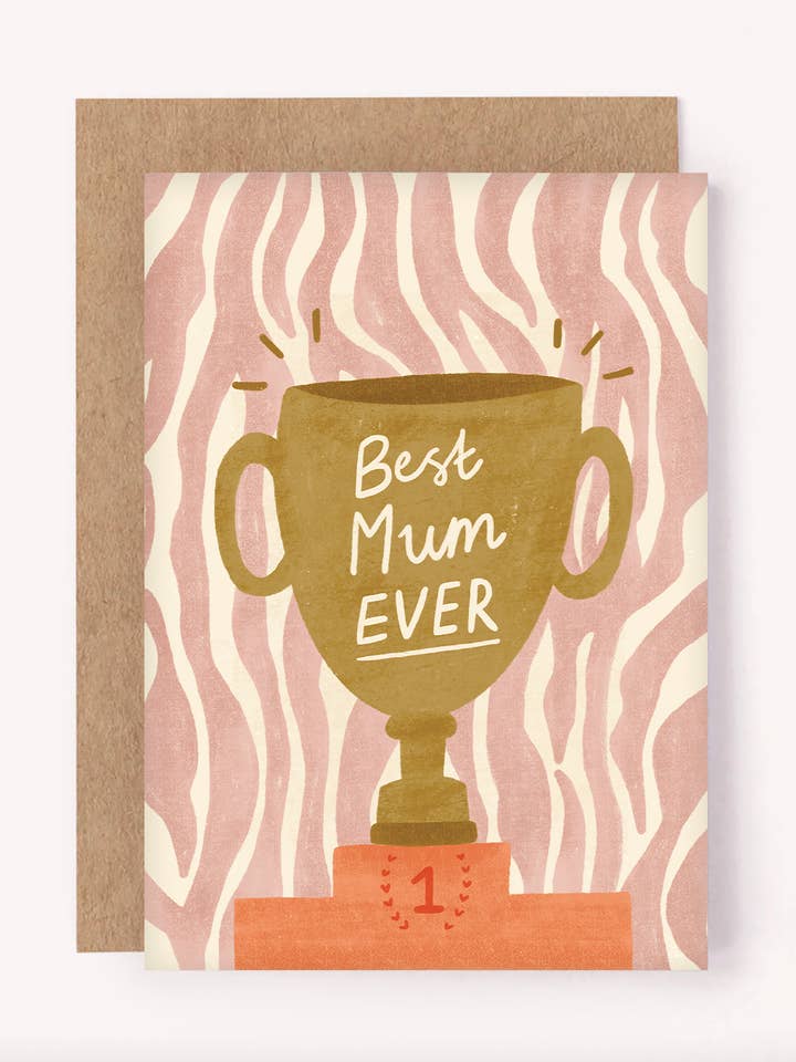 Best Mum Ever Trophy Card - Mother's Day | Mum Bday Greeting for wholesale by Lauren Sissons Studio
