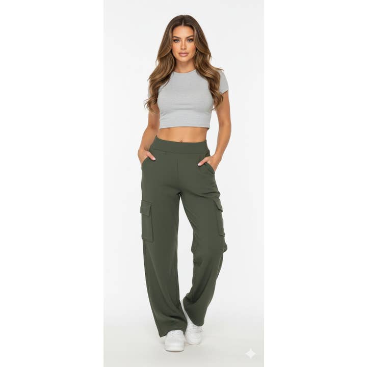 Wide Leg Cargo Pants with fur Lining for wholesale by IVY IMPORT INC