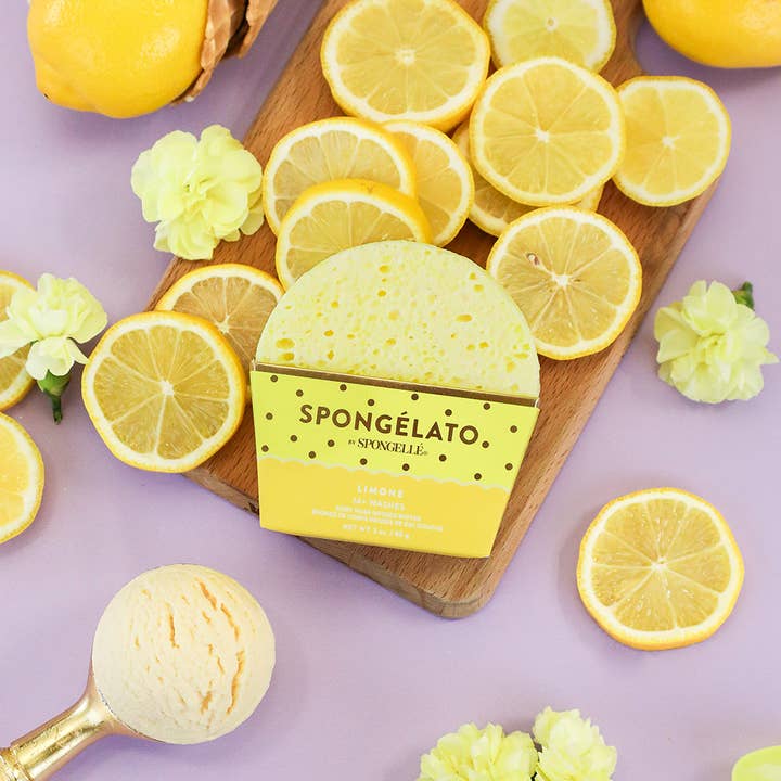 Limone Spongelato Body Buffer for wholesale by Spongellé | Christmas 2025 | Stocking Stuffers | Gifts