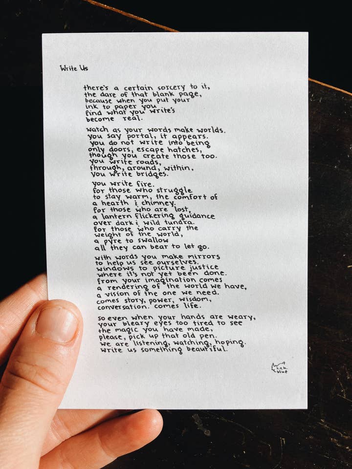 Écrivez-nous//Poème pour la vente par NOTESONTHEWAY