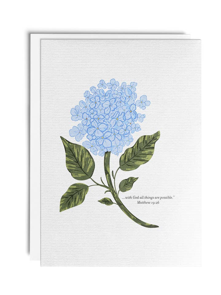 Hydrangea Scripture Card – “With God All Things Are Possible for wholesale by SOTE Life