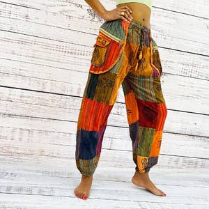 Harem Pants Women Orange Hippie Pants Comfy Loungewear Yoga Trousers Loose  Baggy Festival Summer Boho Beach -  Canada