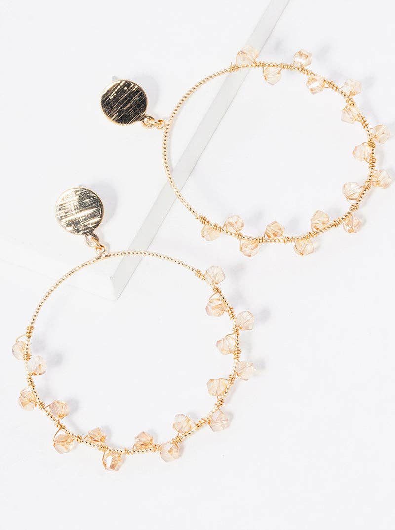 Wild Honey - Wholesale Dangle Earrings - Faceted Glass Bead Wire Wrapped Circle Dangle Drop Earrings1