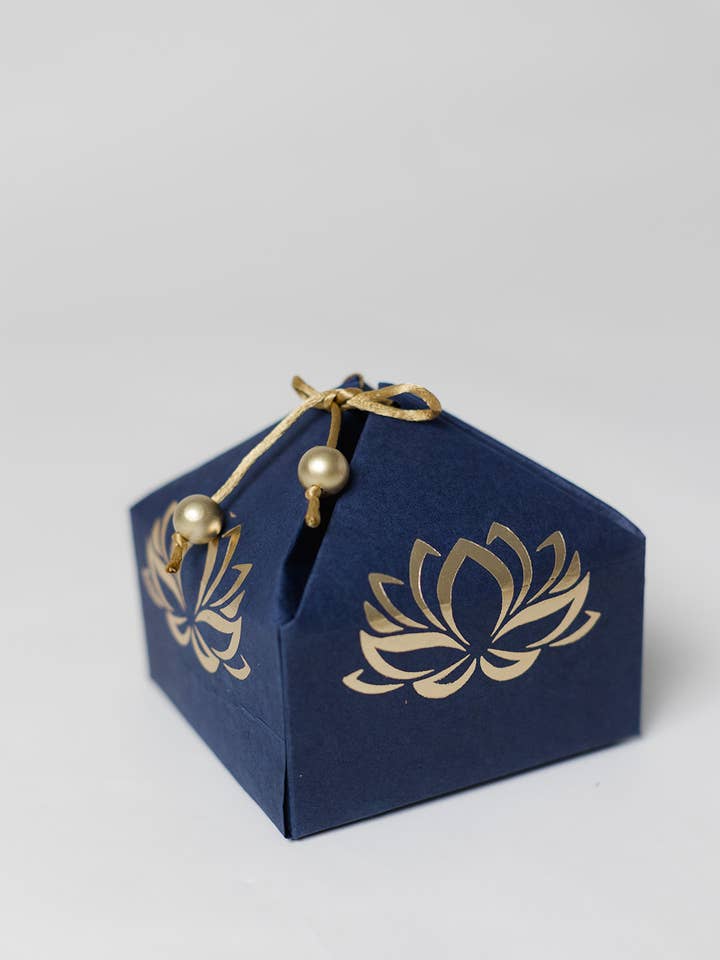 Navy Lotus Gift Box for wholesale by Decorasian