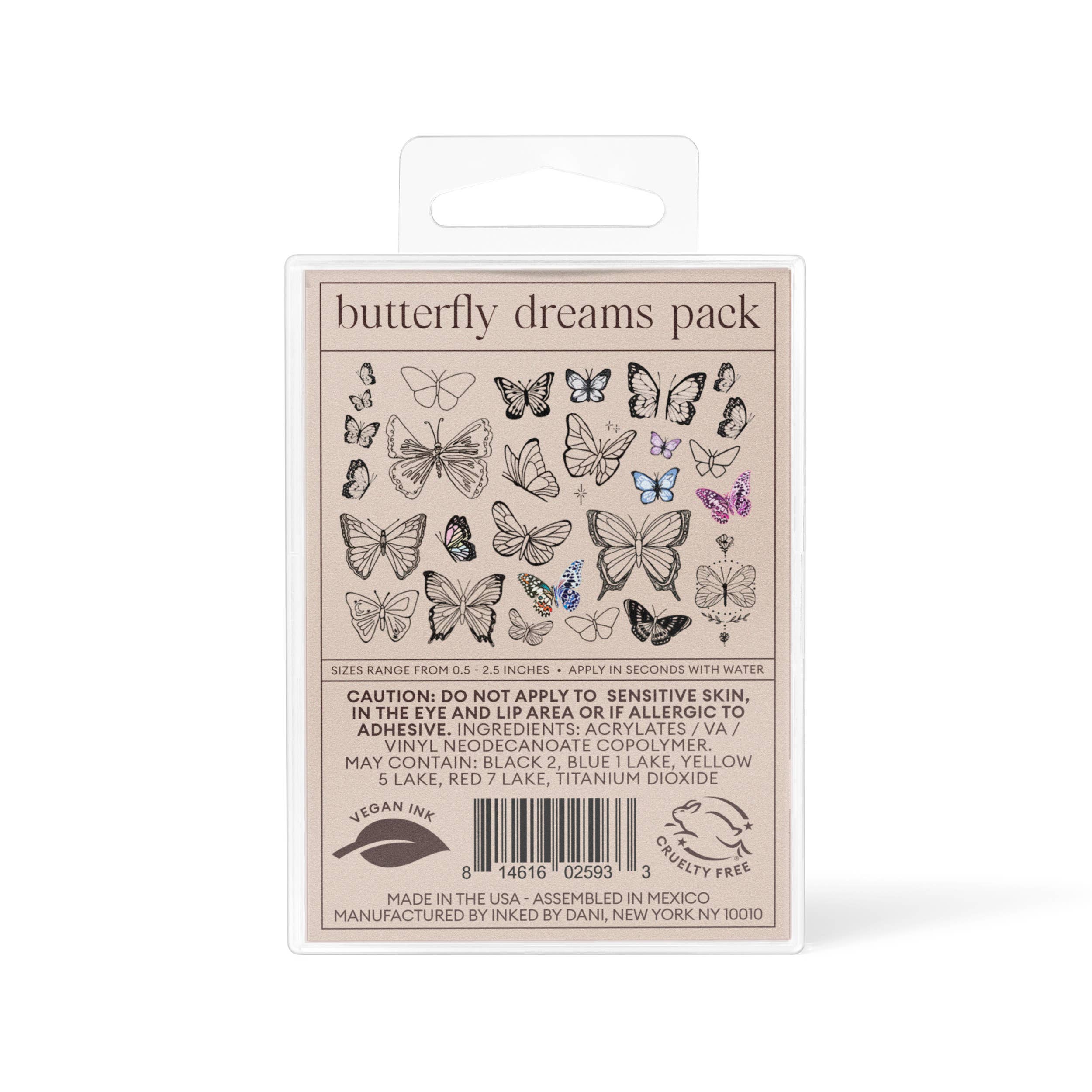 INKED by Dani - Wholesale Temporary Tattoo - Butterfly Dreams Temporary Tattoo Pack2