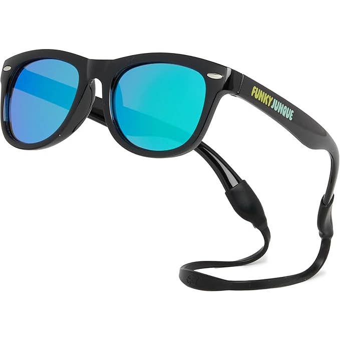 Kids Flexible Wire Sunglasses - Black/Green Mirror Lenses and other Purchase Wholesale babiators. Free Returns & Net 60 Terms on Faire trending on Faire.