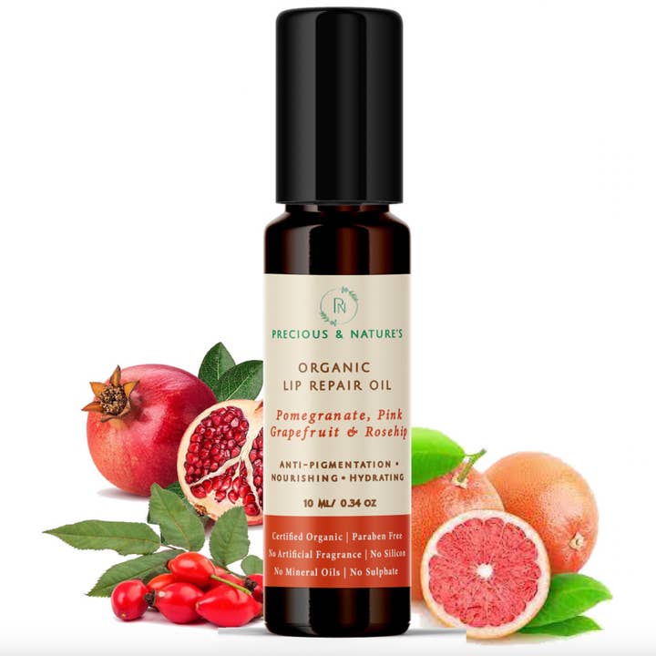 Organic Lip Oil with Pomegranate, Grapefruit & Rosehip for wholesale by Precious & Nature's