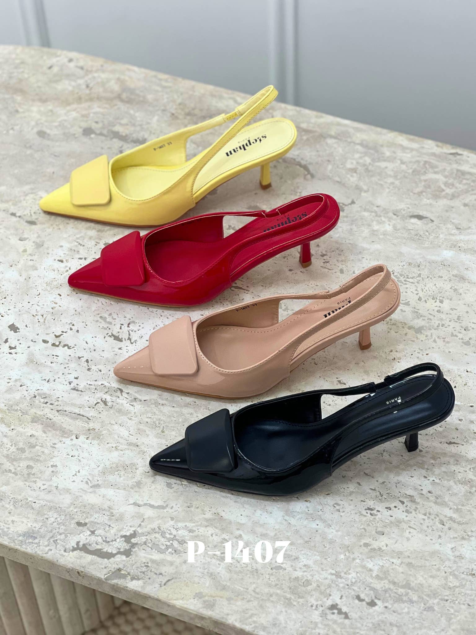 Black Pointed Toe Pumps P-1407 for wholesale on Faire1