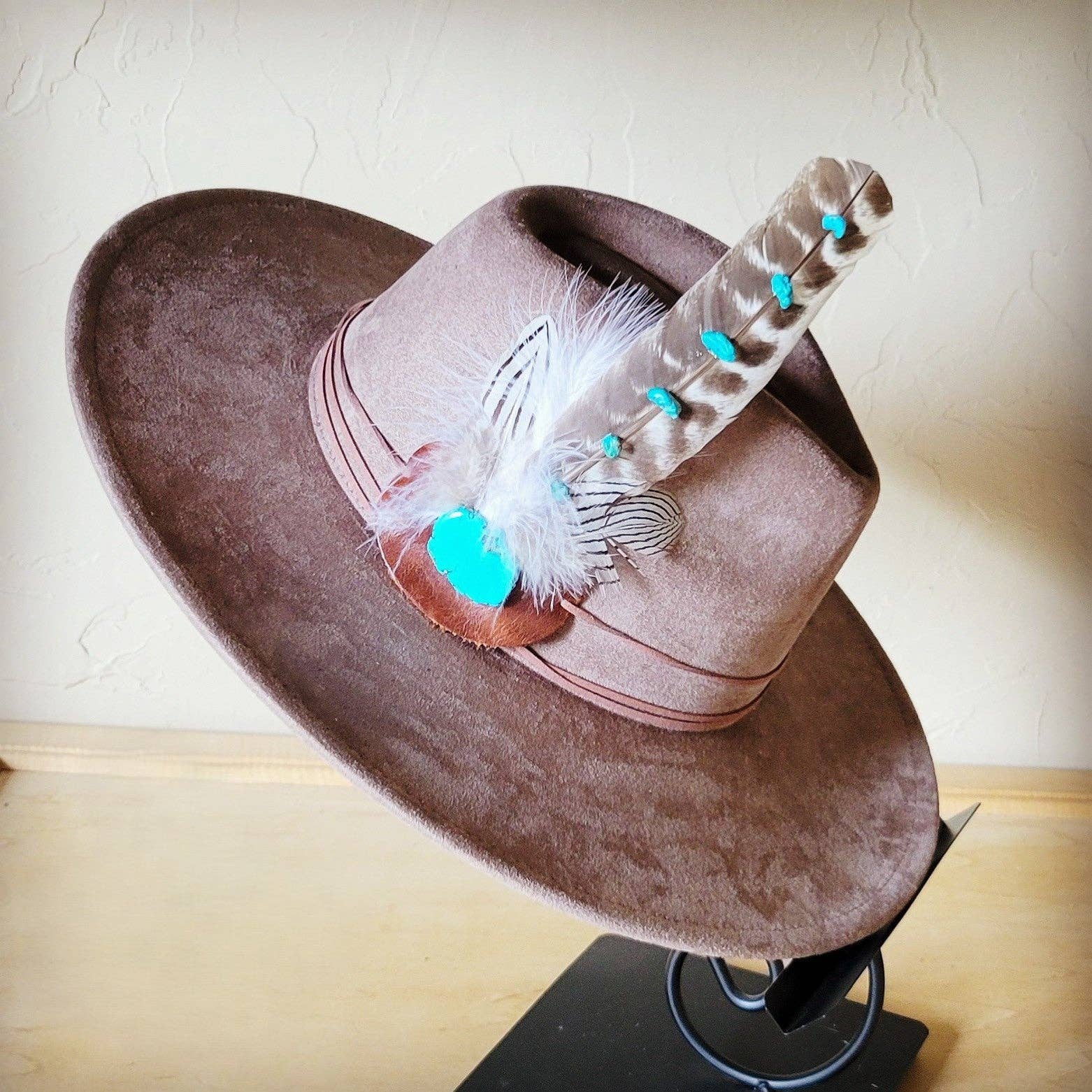 The Jewelry Junkie - Wholesale Fedora - Women's - Turquoise Accent Turkey Feather Hat Band + Choice of Hat 986j2