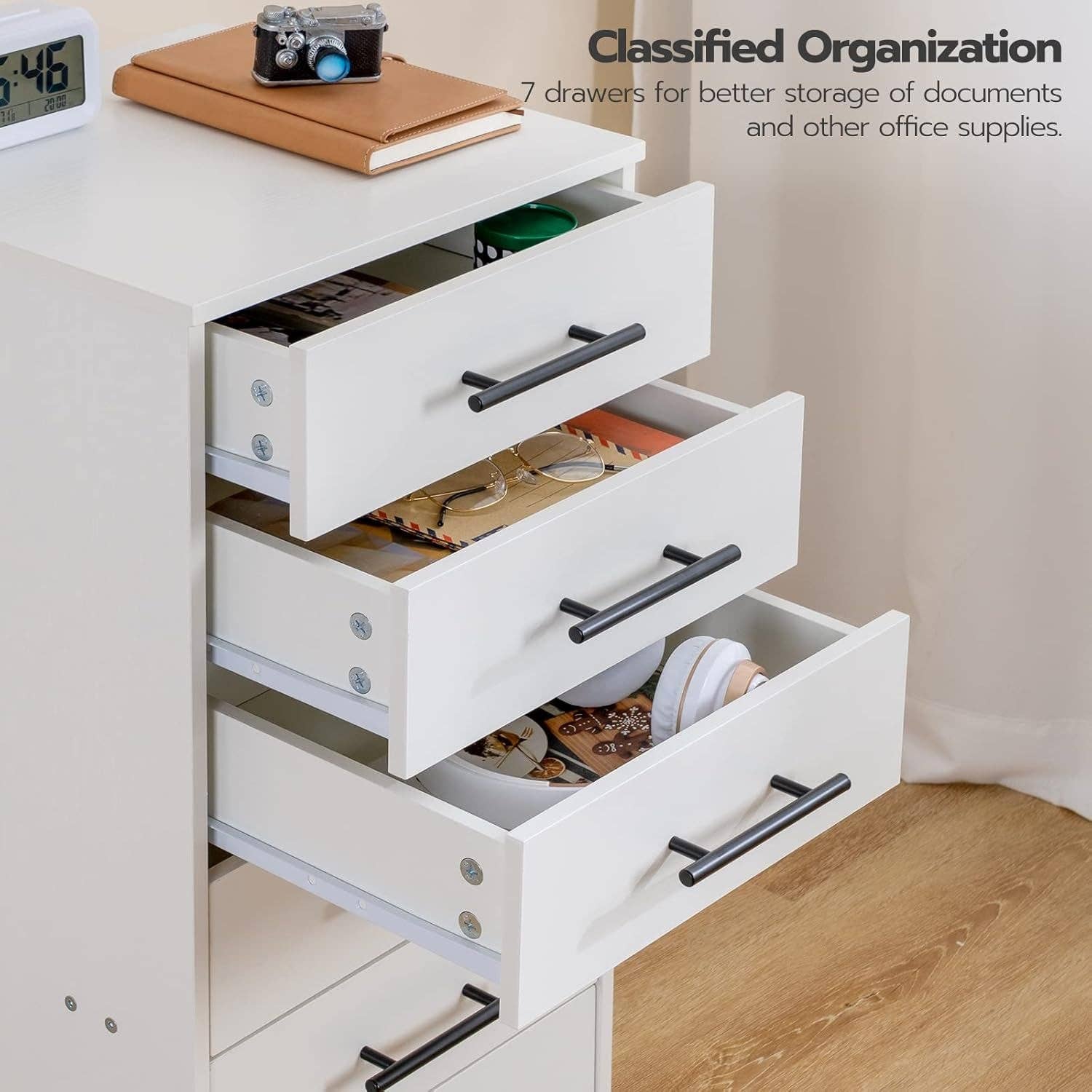 White 7 Drawer File Cabinet Storage For Home Office for wholesale on Faire3
