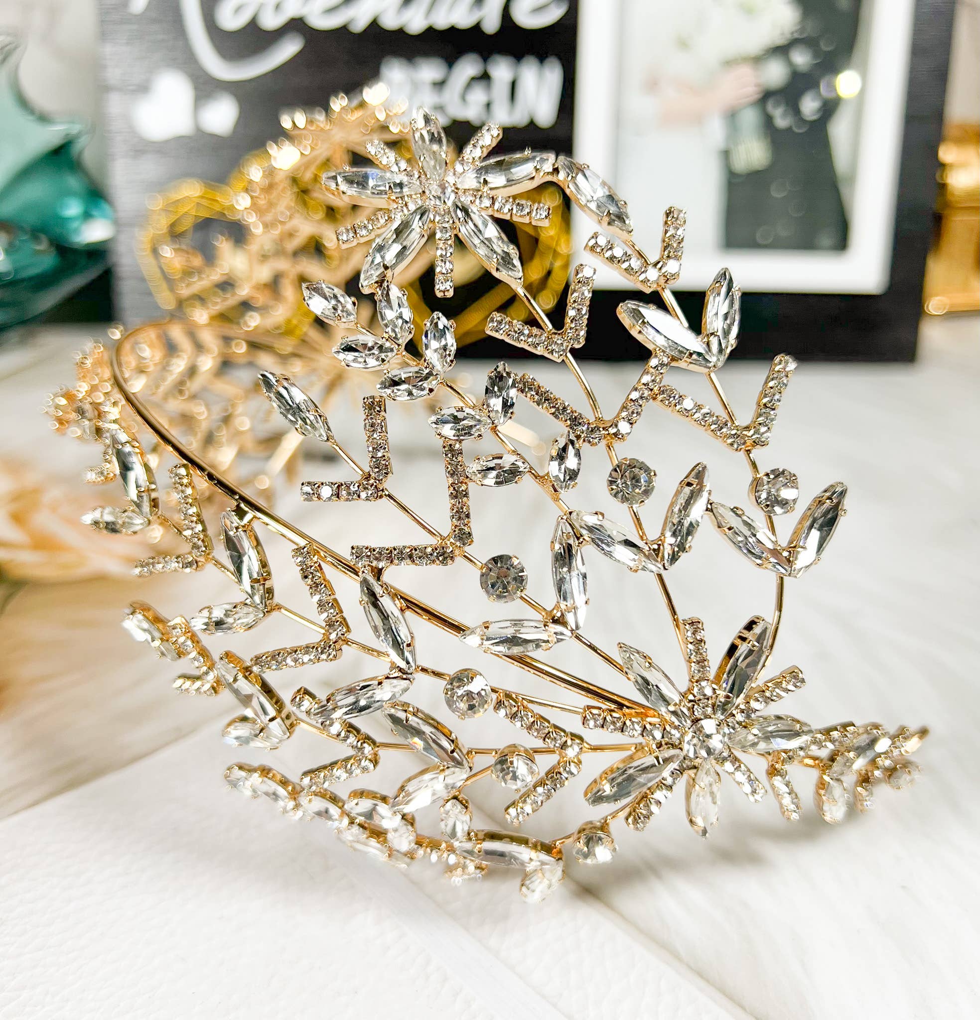 Happy Dream Gifts - Wholesale Fashion Headband - Women's - Crystal Bridal Headband, Crystal Bridal Hairpiece,Gold Crown7