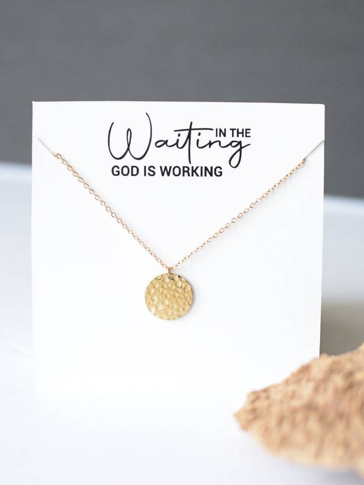 Faith Coin Necklace – In the Waiting, God is Working for wholesale by Two and Crew - Faith Based Jewelry & Gifts