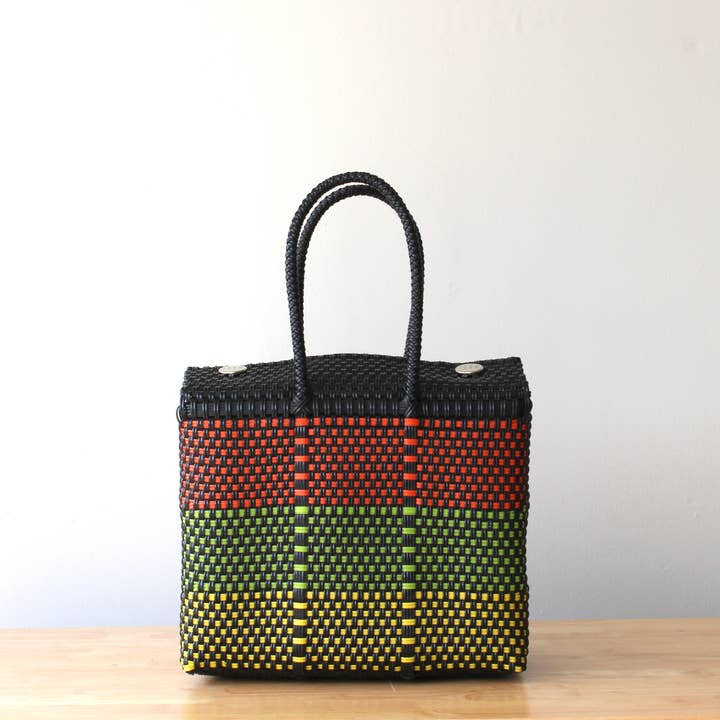 Candela Handwoven Handbag - Black & Colors for wholesale by MexiMexi
