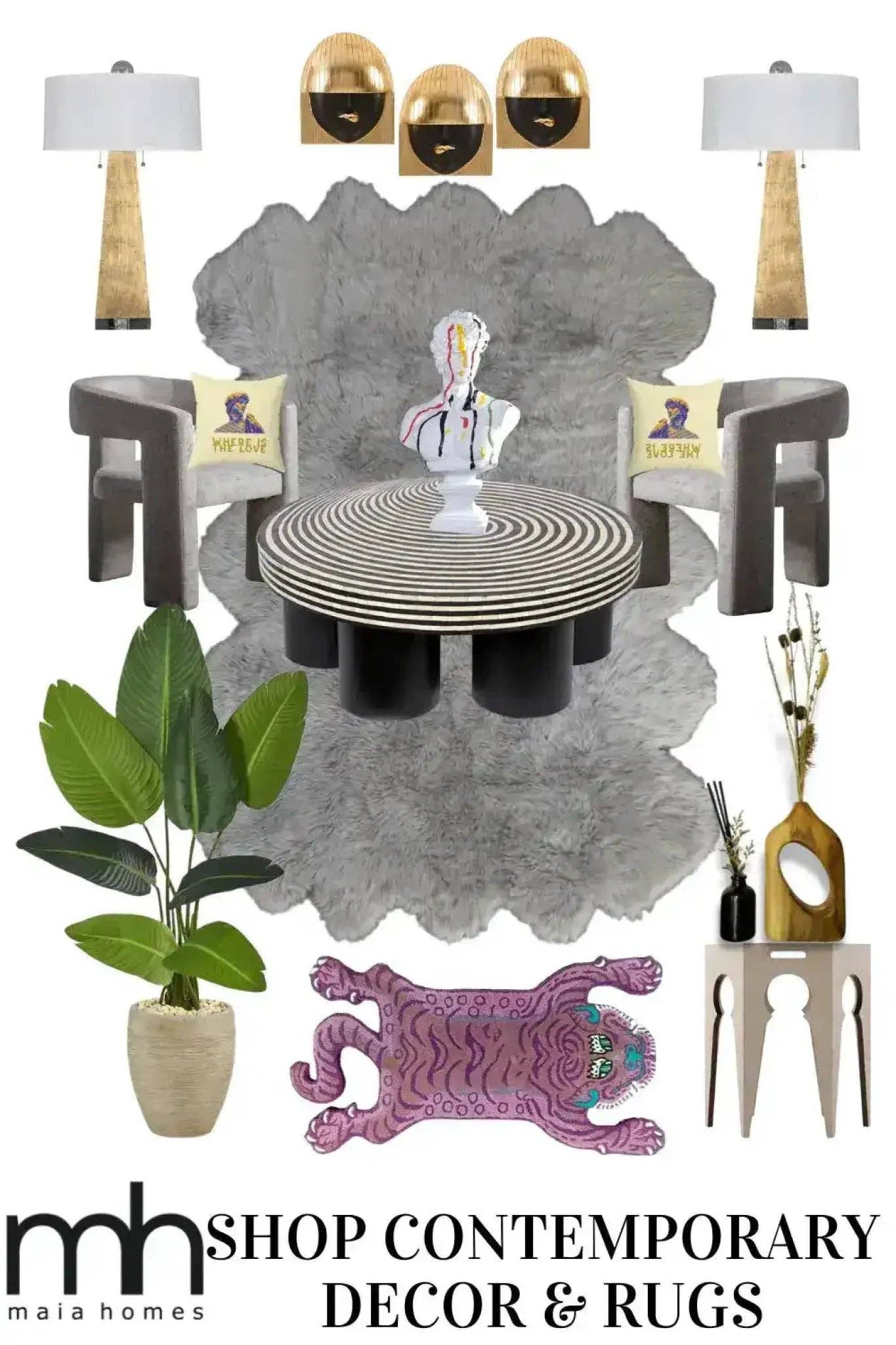 Maia Homes - Wholesale Area rug - Pink Tibetan Tiger Accent Wool Rug2