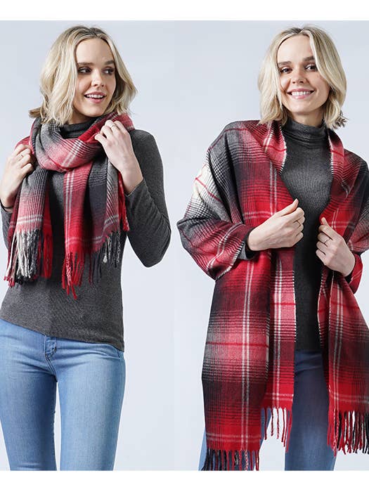 ( #167 ) PLAID SOFT BLANKET SCARF TASSEL for wholesale by Jewelry Max