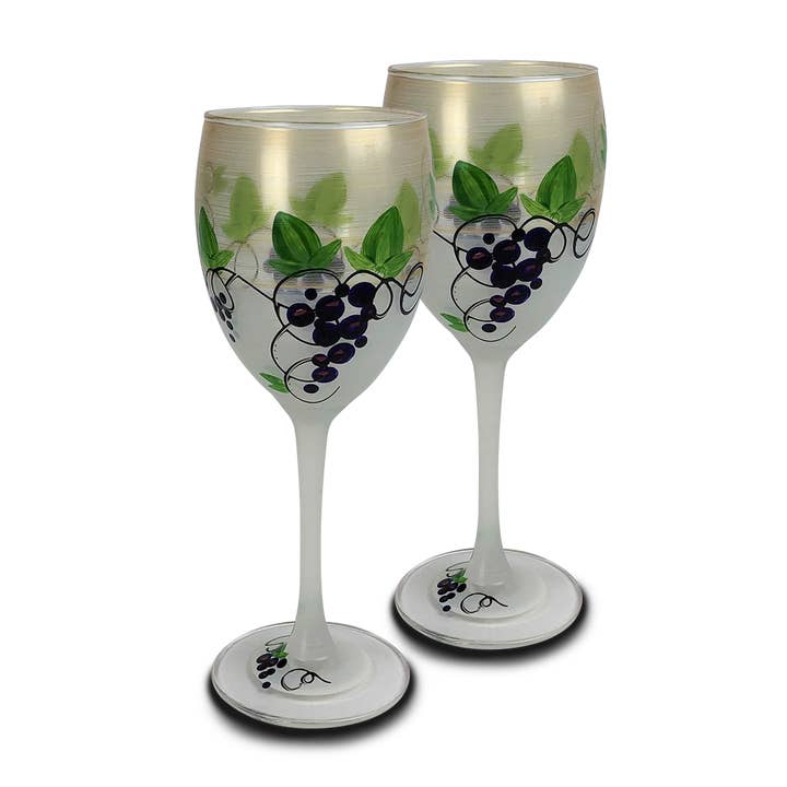 Golden Hill Studio - Wholesale Wine Glass - Napa Grapes 'n Vines Wine Glasses8
