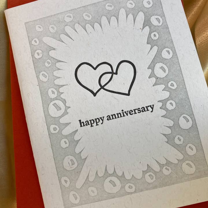 Two Hearts Anniversary card for wholesale by Deep Ink Letterpress