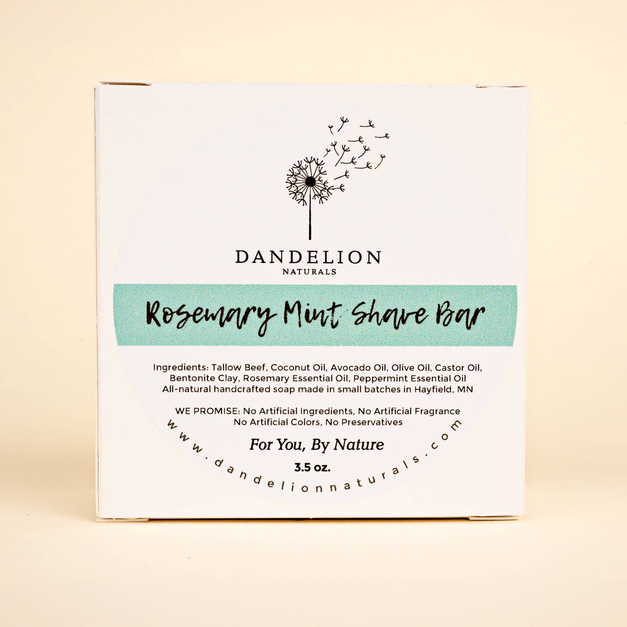 Dandelion Naturals - Wholesale Shave Soap - Shave Soap | Shave Puck | Rosemary + Mint | Tallow Shave Bar