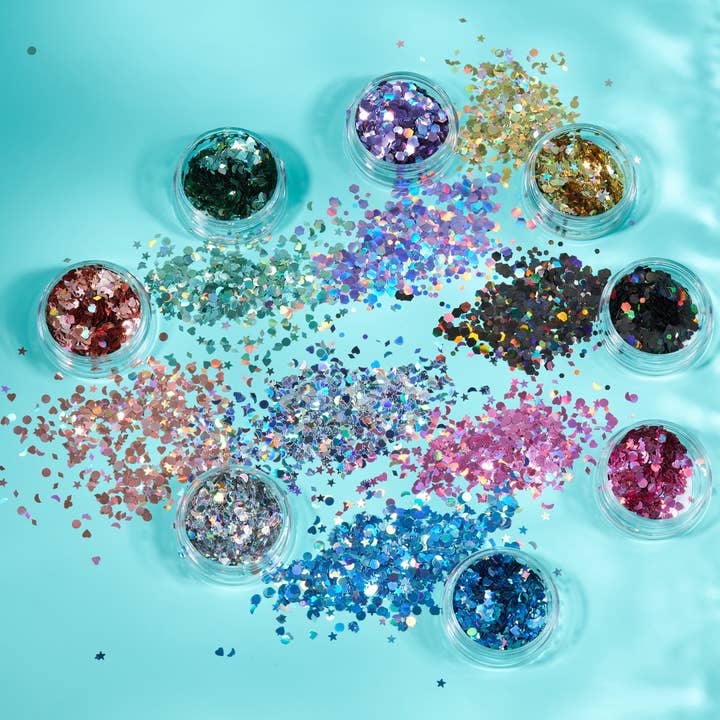 Holographic Face & Body Glitter Shapes for wholesale by Moon Makeup