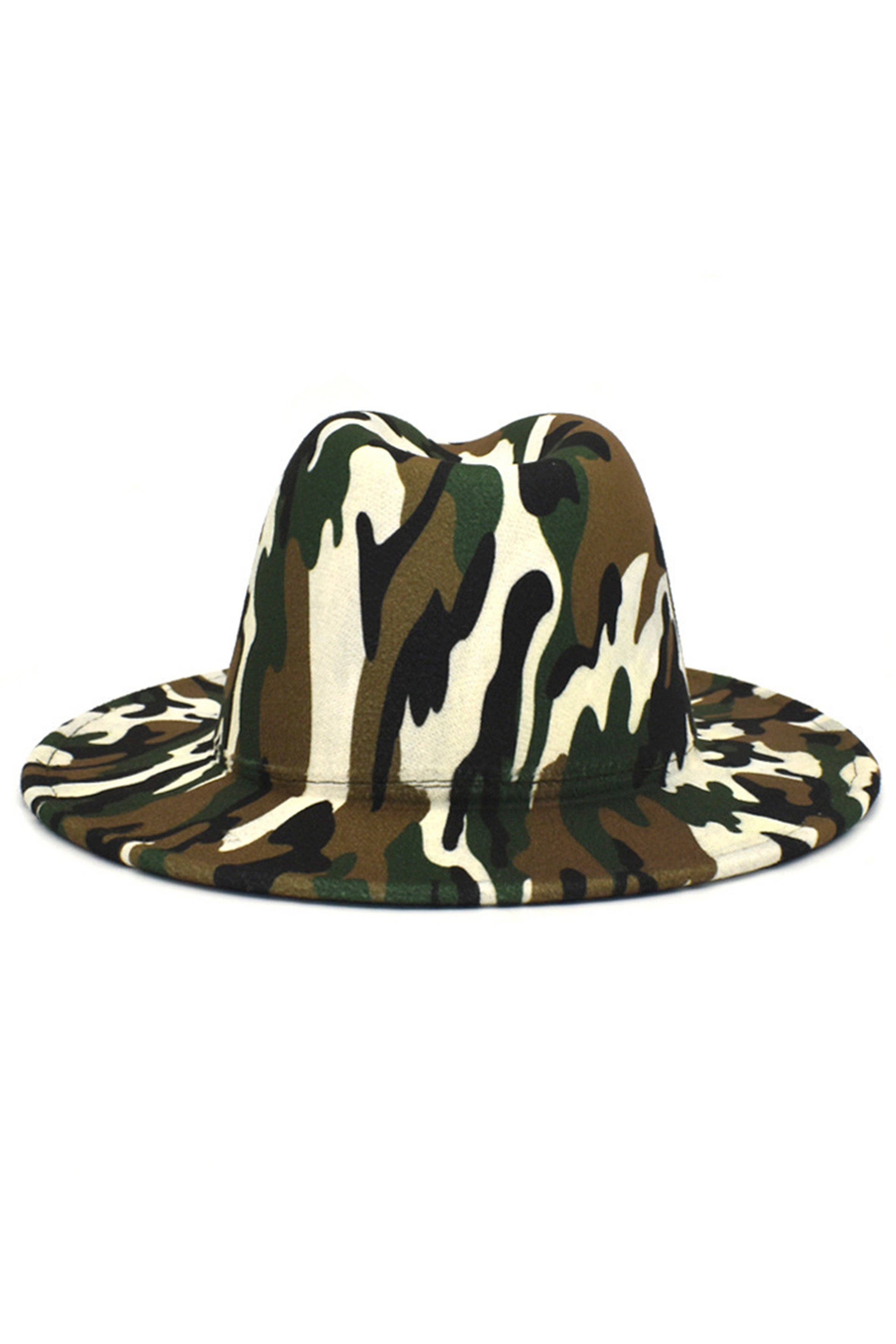 Ole - Wholesale Fedora - Women's - Camo Printed Wide Brim Fedora Hat C04503