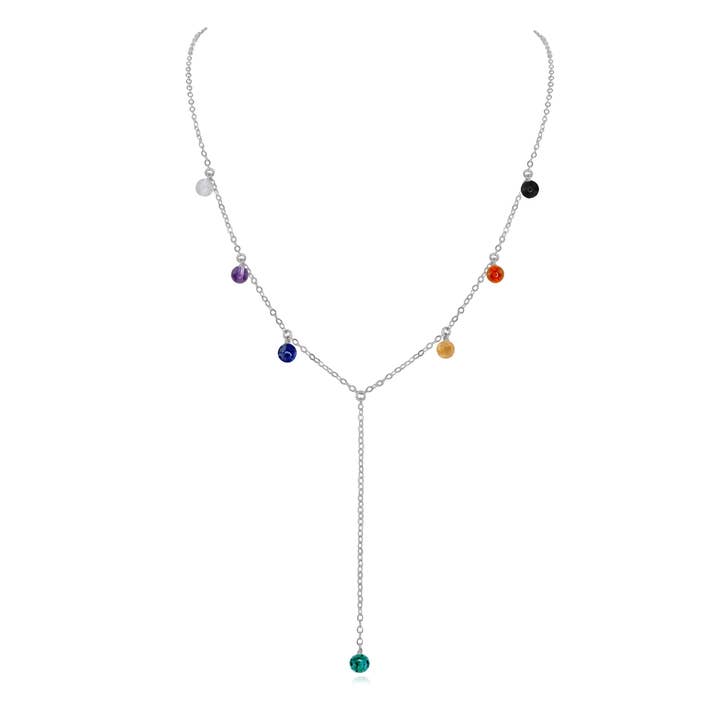 Luna Tide - Wholesale Y-neck/lariat necklace - Chakra Crystals Boho Lariat Necklace4