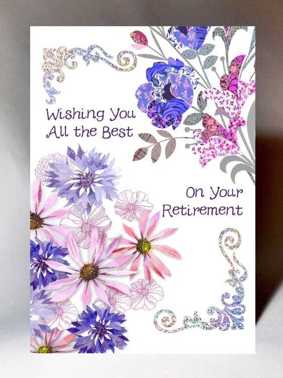 RETIREMENT FLORAL CARD WWRE13 for wholesale by Wee Wishes