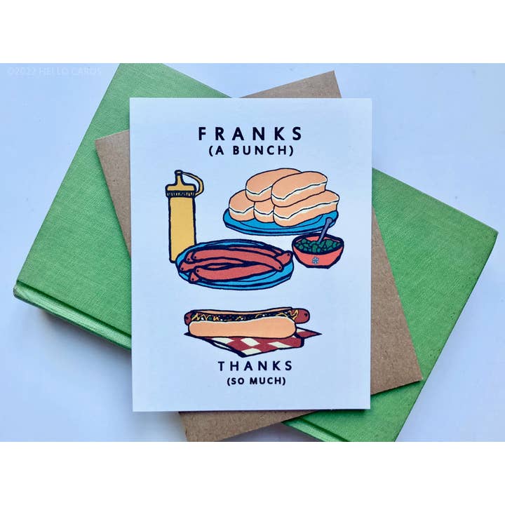 "Franks (a Bunch)" Hotdog Thank You Card for wholesale by HEI LO CARDS