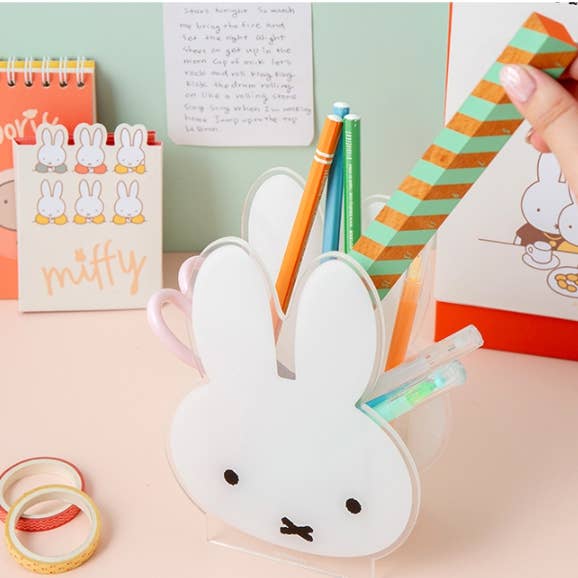 K_Wonderland - Vendita all'ingrosso Portapenne e portamatite - Portapenne in Acrilico Miffy – Organizzatore da Scrivania a Forma di Coniglietto in Piedi