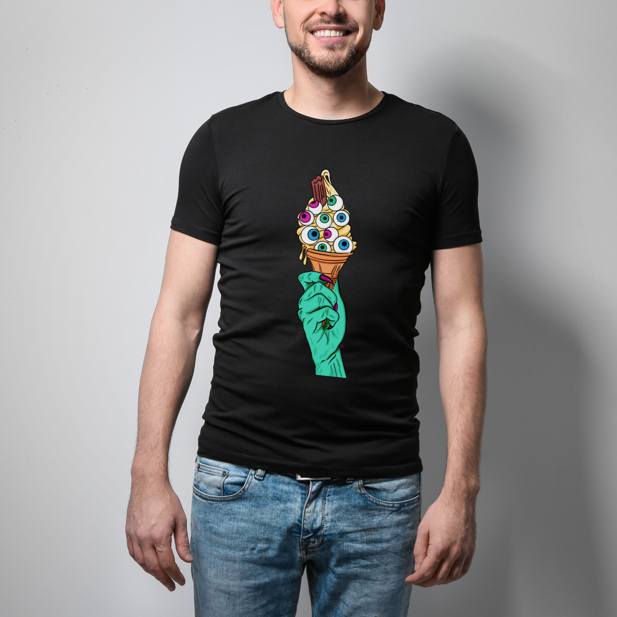 Hannah Kate Makes - Wholesale T-Shirt (Graphic) - Unisex - Eye Scream T-shirt - Black - Ice Cream - 100% Cotton8