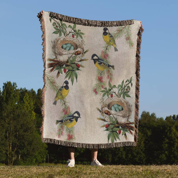 3dRose - Wholesale Throw Blanket - 3dRose, Birds and Nests vintage, Blanket1