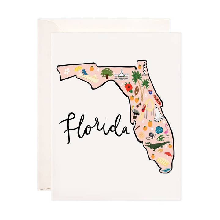 Bloomwolf Studio - Wholesale Stationery/Notecard Set - Florida Greeting Card - State Map Stationery, Card Set0