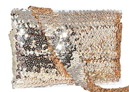 Mandala Crafts – Engroshandel Håndværk forsyninger – Mandala Håndværk Elastisk Paillet, Flad Glitter Stretch Bling Paillette Stof Bånd, Metallisk Applikation Trim Blonder til Kjole Pynt, Pandebånd52