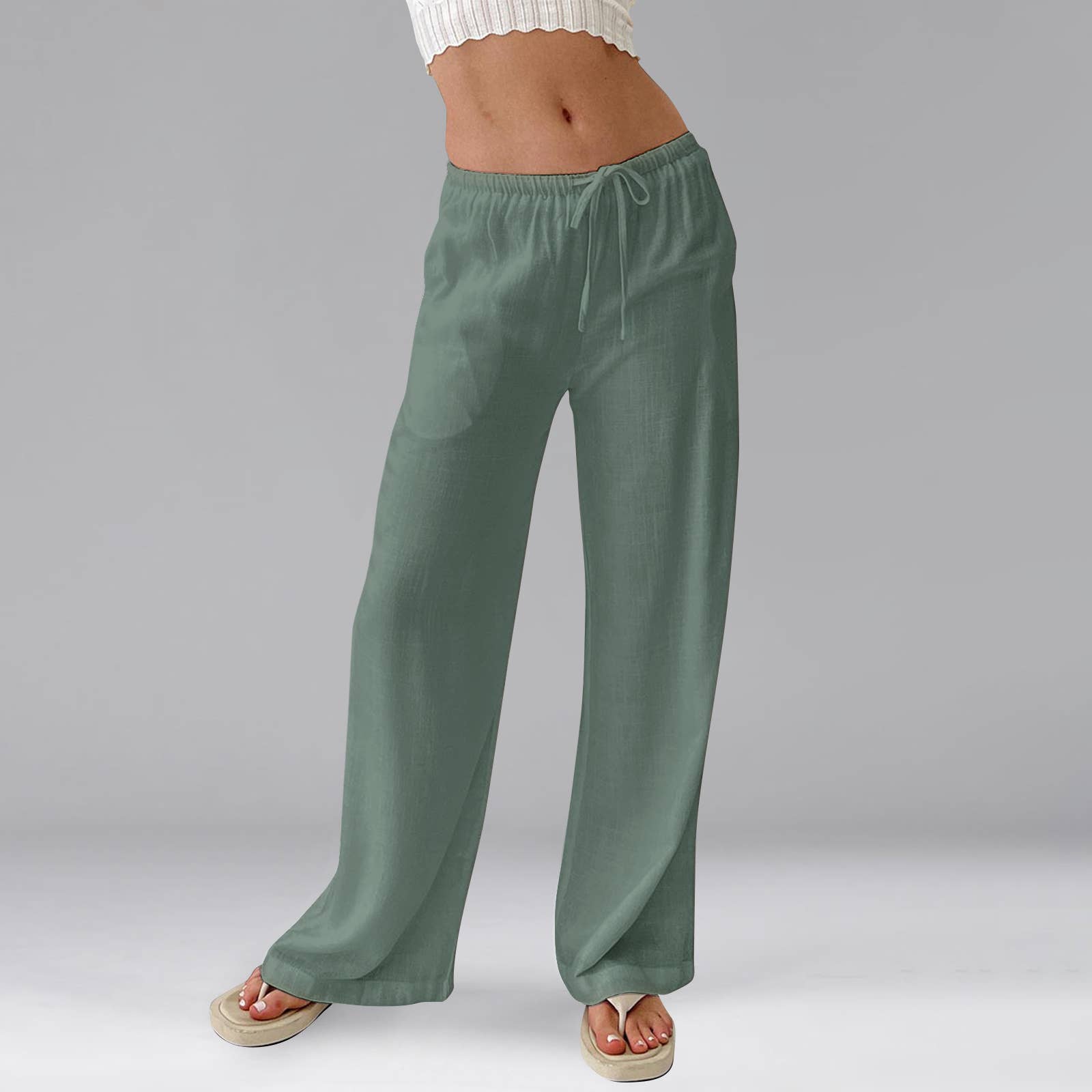 HIDDENBRAND - Wholesale Pants - Women's - Leisure solid summer wide-leg pants9